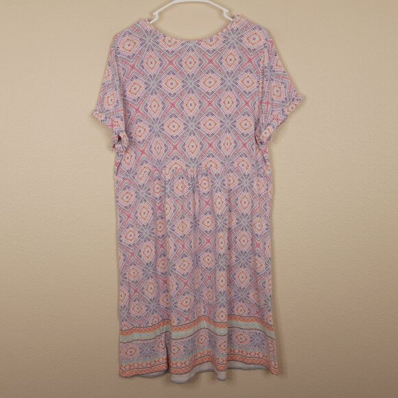 J.Jill Womens Dress Large Pockets Multicolor Geometric Print Short Sleeve - Picture 3 of 7